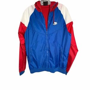 Nike Colorblock Windbreaker Jacket in Blue, Red & White Sz Small